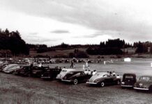 Tualatin Oregon… Going to the Dogs with Blue Mountain Pet Food Everybody for miles around would come to watch the Tualatin Town Team play baseball games on an open field along Nyberg Road. The white building on the right was the rest room facility. Hervin Company later developed this area into a pet food manufacturing plant.