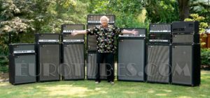 Conrad Sundholm in front of several Sunn Amplifiers.