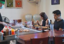 Restaurants Adjust to Life in Phase 1 A couple dines at Izumi’s Japanese Steakhouse during Phase 1.