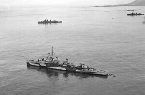 USS William D. Porter in Massacre Bay, Attu Island.