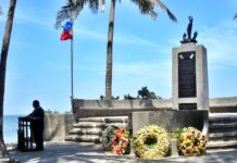 Tualatin Man Aboard Submarine Trapped by Japanese War Ships in Filipino Bay, Had to Leave Anchor to Get Away Safely Monument topped with anchor and chain