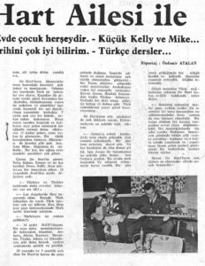Turkish magazine article welcoming the Dehart’s to Izmir has picture of David demonstrating how he is learning to play  the Turkish mandolin. His son, sitting in the reporters lap, is really enjoying the music.