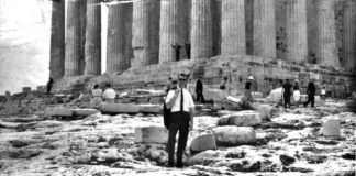 Dehart’s duties include photographing anti-war activist Mario Savio in Berkeley then returns to Europe where he helps break up an espionage spy ring in Italy Dave at The Acropolis in Athens, Greece.