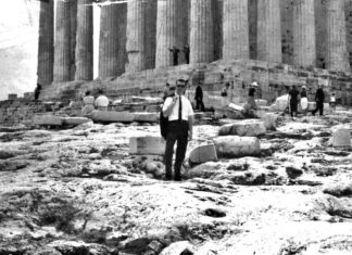 Dehart’s duties include photographing anti-war activist Mario Savio in Berkeley then returns to Europe where he helps break up an espionage spy ring in Italy Dave at The Acropolis in Athens, Greece.