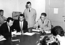 David Dehart spent three years in Turkey as a language interpreter before moving into the third phase in his Army career, as a Special Agent in Counter-Intelligence David, standing, interpreting his first NATO press conference in Turkey. Issue was NATO involvement with US agreement to dismantle missile sites in Turkey and Italy to help defuse Cuban Missile Crisis. Although nuclear-tipped missiles were a national major concern, newspapers the next day seemed more interested in the Turkish Speaking American.