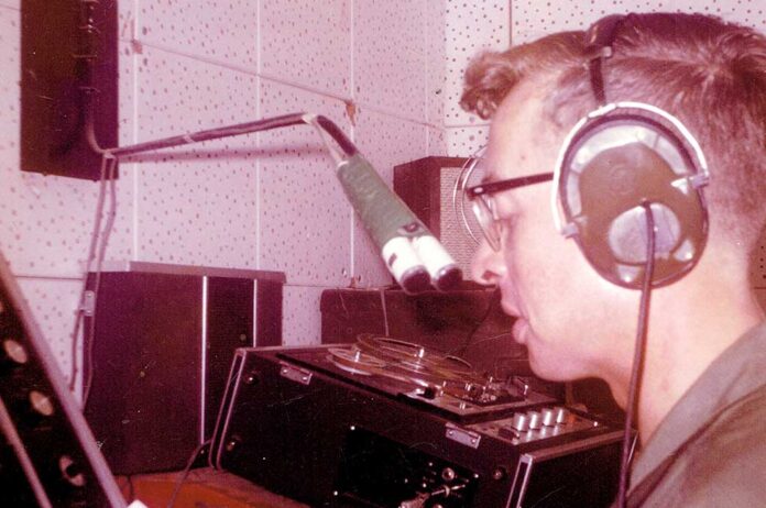 James doing the work he loved, radio broadcasting and DJ to the troops.