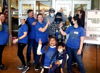 Tualatin Celebrates Our Positively Awesome Volunteers! Volunteers from PGE help “Spruce Up the Library!”