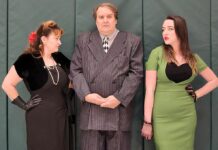 Mask & Mirror presents Michael McKeever’s hilarious farce Suite Surrender Cast members Lura Longmire (left), Rick Hoover and Mary Reischmann