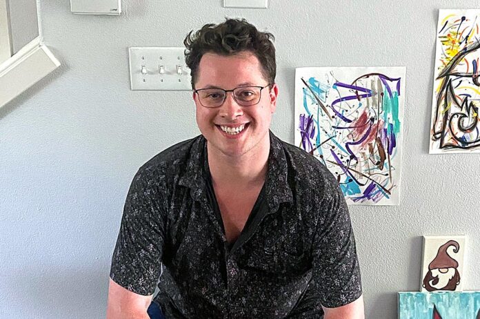 Artist Alex LaFollete, at home with a few of his recent paintings, is preparing for a trip to Paris, where he’ll paint inside of the Louvre next month during a Honeymoon visit to the city.