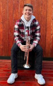 Cohen Velazquez, shown here with his trumpet, is a multi-instrumentalist who also plays French horn, flugelhorn, and piano.