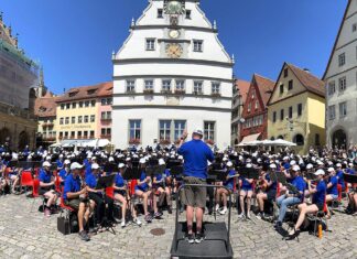 Tualatin High School musician plays his way through Europe on summer adventure The Oregon Ambassadors of Music, a band comprised of high school students and recent graduates from around the state, plays a concert in the walled, medieval city of Rottenburg, Germany.