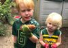Grow, Gather, and Give – to Yourself and the Community Henry and Hailey help their grandmother, Peggy Fisher with the harvest.