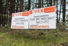 Tualatin Annexes One-acre Norwood Road Parcel from Washington County A pair of public notices stand on the property located at the intersection of SW Boones Ferry and SW Norwood Roads.