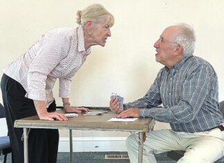 Mask and Mirror Community Theatre presents The Gin Game Castmembers Kathleen Silloway as Fonsia Dorsey and Marc Berezin as Weller Martin. Courtesty Mask & Mirror