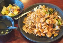 New Izumi’s owner rose from dishwasher to restaurant owner after immigrating  All hibachi-style entrées are served with onion soup, steamed rice, grilled vegetables, and a trio of housemade dipping sauces.