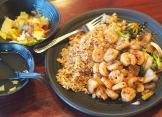 New Izumi’s owner rose from dishwasher to restaurant owner after immigrating All hibachi-style entrées are served with onion soup, steamed rice, grilled vegetables, and a trio of housemade dipping sauces.