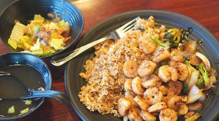 New Izumi’s owner rose from dishwasher to restaurant owner after immigrating All hibachi-style entrées are served with onion soup, steamed rice, grilled vegetables, and a trio of housemade dipping sauces.