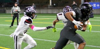 Tualatin punches ticket to state title game Tualatin star Jayden Fortier finishes off a long reception in a 42-23 win, in which the tight end had four touchdown catches.