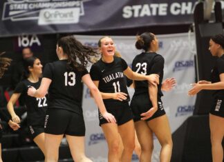 Tualatin girls basketball set for state title clash against powerhouse Clackamas It was all smiles for Tualatin as the Timberwolves closed out the first quarter of their semifinal matchup on a 17-0 run to take a commanding lead en route to clinching a spot in the state title game.