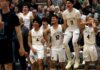 Tualatin boys advance to Chiles Center after dominant playoff win The Tualatin boys basketball team celebrates late their dominating second-round playoff win Saturday night.
