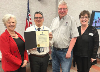 Richard Contreras named Employee of the Year (Left to right) Councilor Valerie Pratt, 2024 Employee of the Year Richard Contreras, Mayor Frank Bubenik, and City Manager Sherilyn Lombos. COURTESY PHOTO/CITY OF TUALATIN