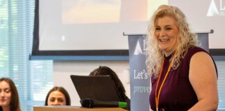 First-ever Microscopy Technician Training Program class graduates at Lam Research Military veteran, Portland State University civil engineering student and new Microscopy Program graduate Kristina Henry Hall remarks on her personal and professional growth during the hands-on lab training as her "fear quickly turned into fascination." Photo courtesy of Lam Research