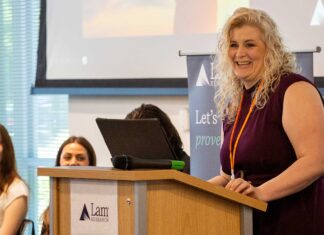 First-ever Microscopy Technician Training Program class graduates at Lam Research Military veteran, Portland State University civil engineering student and new Microscopy Program graduate Kristina Henry Hall remarks on her personal and professional growth during the hands-on lab training as her "fear quickly turned into fascination." Photo courtesy of Lam Research