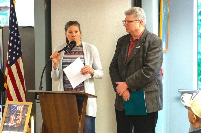 Sara Shepard and Mayor Frank Bubenik, U.S. Army