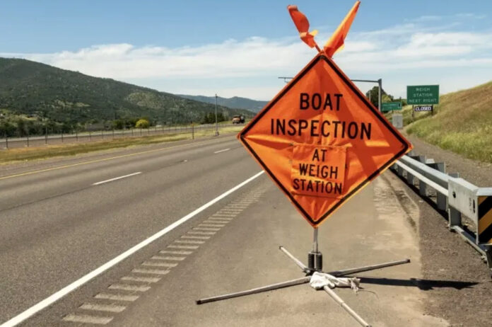 Ashland-Aquatic-Invasive-Species-inspection-station There are boat inspection stations in Ashland, Ontario and seasonally open stations in Brookings, Klamath Falls, Umatilla and at Owyhee Reservoir. (Oregon Department of Fish and Wildlife)