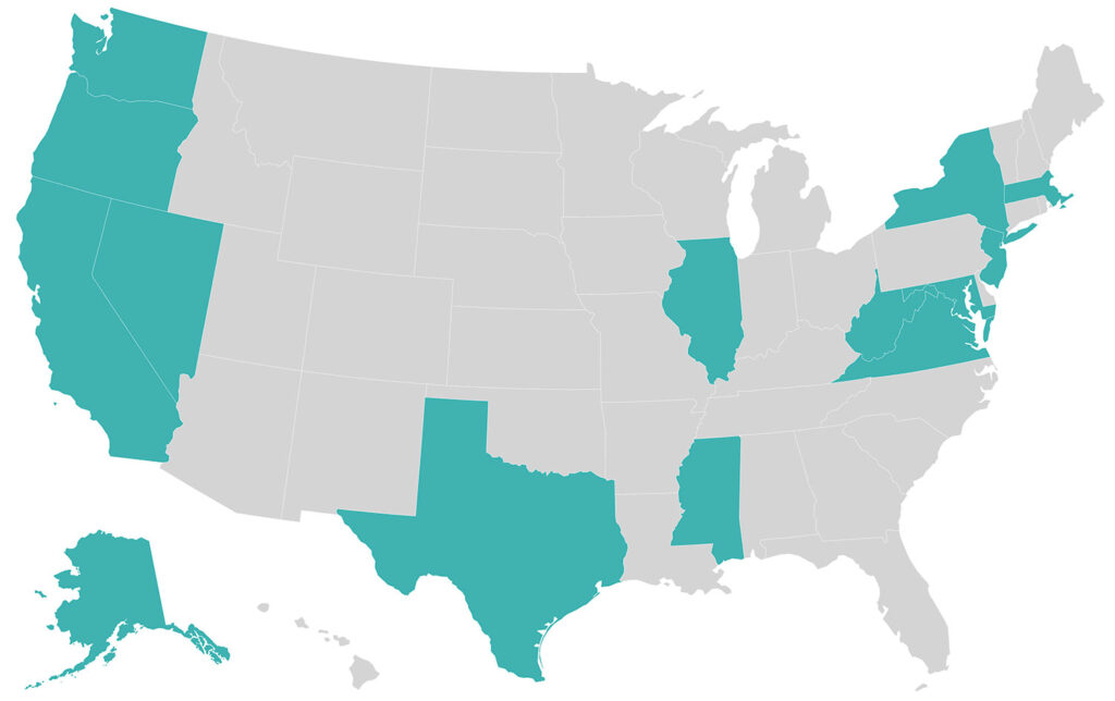 Map of the states that allow mail-in ballots to arrive after Election Day
Mailed ballots that arrive after Election Day may be counted in 14 states and Washington, D.C., as long as they have been postmarked on or before Election Day. Note: Guam, Puerto Rico and the U.S. Virgin Islands also allow postmarked mail-in ballots to arrive after Election Day.
Map: Barbara Barrett/Stateline - Source: National Conference of State Legislatures - Created with Datawrapper