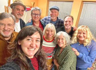 Mask & Mirror presents You Can’t Take it With You Crew back L-R: Steve Hotaling, John Bartholomew, John Knowles, Kraig Williams, Cindy Zimmerman Crew front L-R: Peter Bolger, Sophia Caruso, Jodi Johnson, Janet Vanoni.