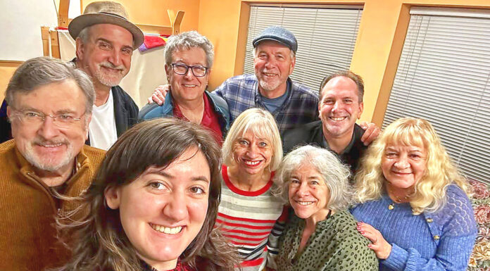 Mask & Mirror presents You Can’t Take it With You Crew back L-R: Steve Hotaling, John Bartholomew, John Knowles, Kraig Williams, Cindy Zimmerman Crew front L-R: Peter Bolger, Sophia Caruso, Jodi Johnson, Janet Vanoni.