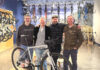 New Tualatin Bike/Coffee Shop combines riding and roasting Business partners Joe Holcomb and Stacey Daley stand alongside Service Manager Kurt Eisley and business partner Ken McClenahan.