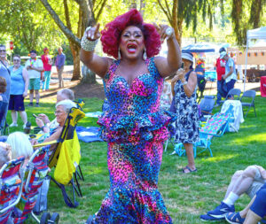 Drag performer Poison Waters at Tualatin Valley Pride