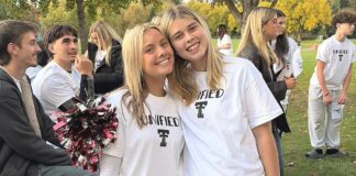 Tualatin High Schoolers elected to represent Oregon in 2026 Special Olympics Sophie Flicker and Piper Findtner wearing "Unified" T-shirts.