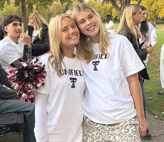 Tualatin High Schoolers elected to represent Oregon in 2026 Special Olympics Sophie Flicker and Piper Findtner wearing "Unified" T-shirts.