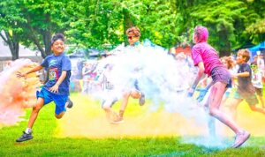 Three kids playing at Blender Dash