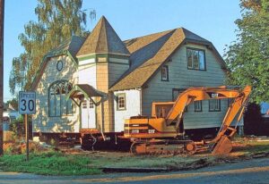 Moving Day - The building was relocated in 2005 and Historical Society members Larry McClure and Norm Parker helped raise nearly 0,000 to partially match city funds.