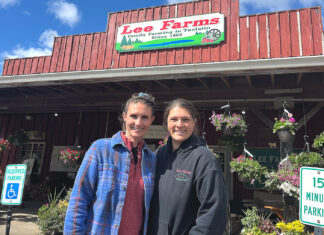 Tualatin Farms Divided on State Farm Store Bill Lee Farm Teagan Lee Milera and Annie Lee standing in front of Lee Farms on April 16, 2026.