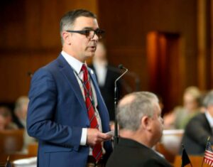 Sen. Anthony Broadman, D-Bend, speaks on the Senate floor on Thursday, June 26, 2025.