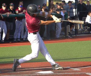 The Tualatin baseball team fell behind early in its quarterfinal matchup, but a sac fly in the fourth by Mehki Pressley put the Timberwolves ahead for good, as they advanced with an 11-4 win.