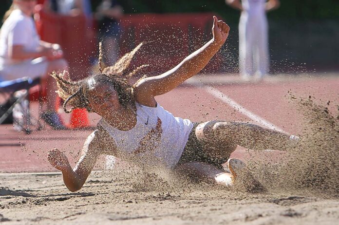 Tualatin-sophomore-Nahla-McCrae-won-both-the-long-jump-and-the-triple-jump-at-the-Three-Rivers-League-meet,-and-finished-third-in-the-long-jump-at-the-state-meet. Tualatin sophomore Nahla McCrae won both the long jump and the triple jump at the Three Rivers League meet