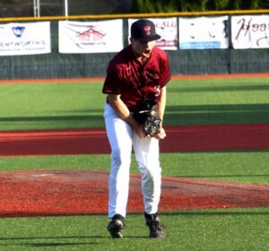Tualatin's Shane Haddad Jr. celebrates after closing out the Timberwolves comeback playoff win against Newberg.