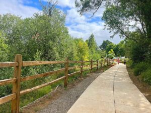 City officials walk on Tualatin's new Nyberg Creek Trail at its grand opening on June 20, 2026.