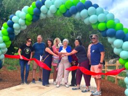 Ribbon Cutting Ceremony at Tualatin’s New Nyberg Creek Trail Tualatin City Councilor Valerie Pratt, surrounded by other key project planners like Tualatin East CIO President Doug Ulmer, cuts the ribbon at the Nyberg Creek Trail grand opening on Saturday, June 20.