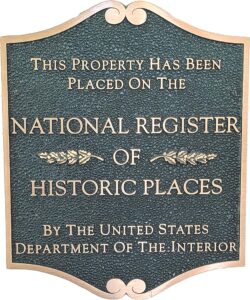 Historic Places plaque.
