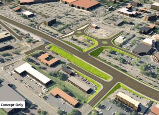 ‘90th will be the new bottleneck’: Analysis of Tualatin Sherwood Road Crossing Illuminates Few Paths Forward Southernly Alignment: A rendering presented to Tualatin City Councilors shows a realigned Tualatin-Sherwood Road extending over Boones Ferry Road and the Portland and Western Railroad.