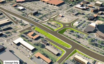 ‘90th will be the new bottleneck’: Analysis of Tualatin Sherwood Road Crossing Illuminates Few Paths Forward Southernly Alignment: A rendering presented to Tualatin City Councilors shows a realigned Tualatin-Sherwood Road extending over Boones Ferry Road and the Portland and Western Railroad.