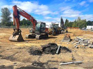Construction vehicles were spotted at the site of what is expected to be the new campus's parking lot on Aug. 26.