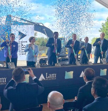 Lam Research Starts $1.5B Expansion Following Tax Abatement Tualatin City Council President Valerie Pratt (left) posed alongside Washington County Chair Kathryn Harrington, U.S. Congresswoman Suzanne Bonamici, Lam Research CEO Tim Archer, Oregon Secretary of State Tobias Read and others for a commemorative photo at the groundbreaking event for the new campus in Tualatin.